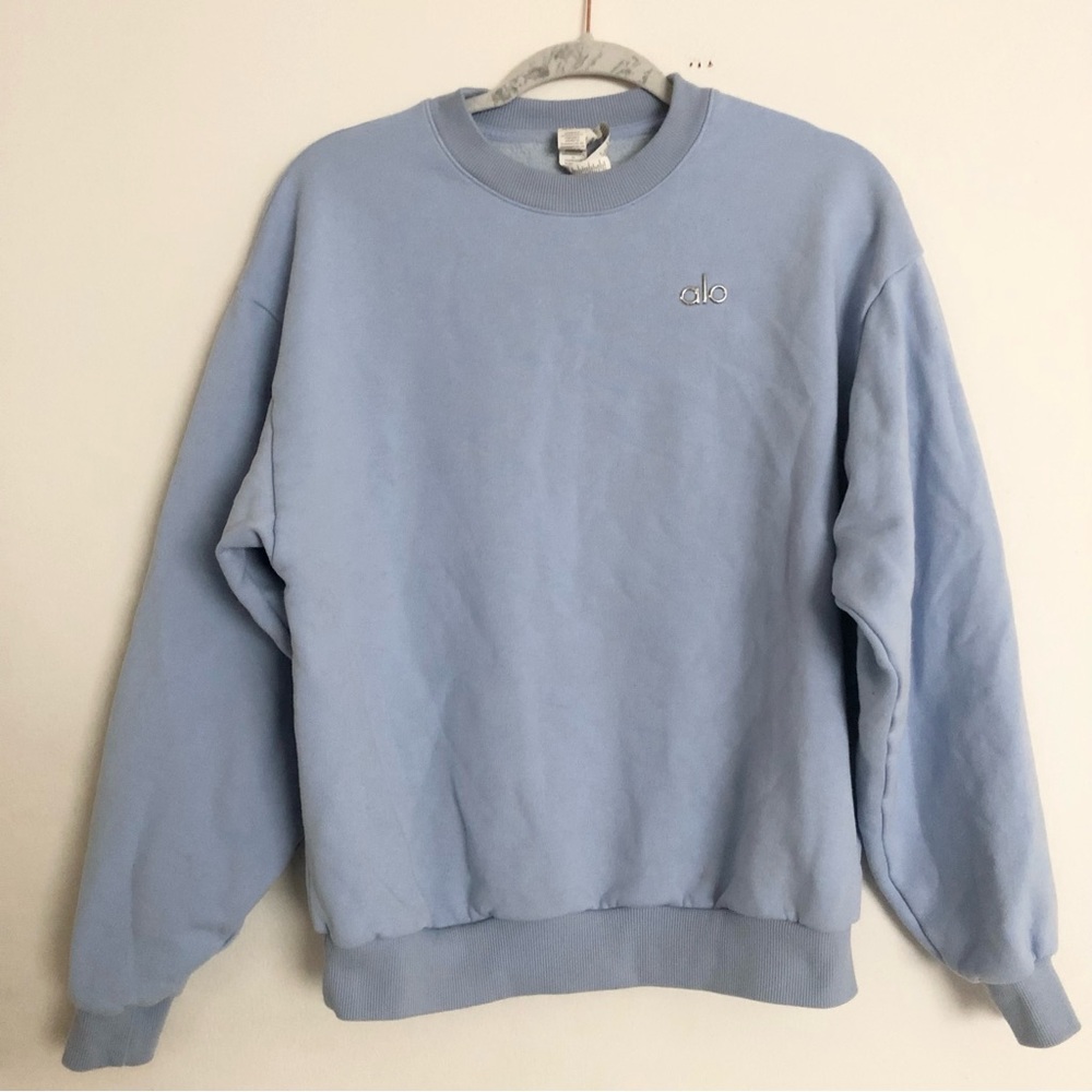 Alo Yoga Accolade Crew Neck Pullover Seashell Blue XS - Picture 6 of 13
